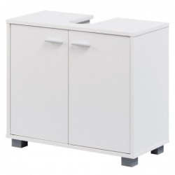 Wohnling Design Waschbeckenunterschrank WL1.344 Badunterschrank mit 2 Türen Weiß | Kleiner Schrank Badezimmer 60 cm Breit | B
