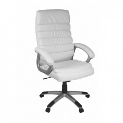 Amstyle Valencia Bürostuhl Kunstleder Weiß ergonomisch mit Kopfstütze | Design Chefsessel Schreibtischstuhl mit Wippfunktion
