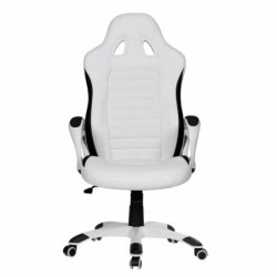 Amstyle Bürostuhl SPA Weiß Gaming Chefsessel mit Armlehne gepolstert 110 kg Sport-Sitz Drehstuhl Kopfstütze Race Schreibtisch