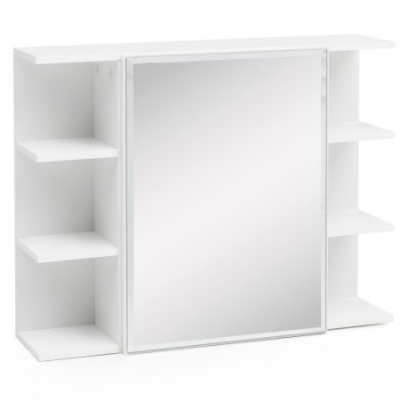 Wohnling Hängeschrank WL5.754 Weiß 80x64,5x20cm Spanplatte Spiegelschrank Modern | Design Badregal Freischwebend | Schränkche