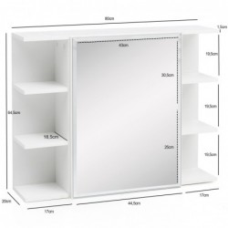 Wohnling Hängeschrank WL5.754 Weiß 80x64,5x20cm Spanplatte Spiegelschrank Modern | Design Badregal Freischwebend | Schränkche