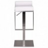 Wohnling Barhocker WL1.290 Weiß Edelstahl höhenverstellbare Sitzhöhe 65 - 89 cm | Design Barstuhl mit Rückenlehne | Bistrohoc