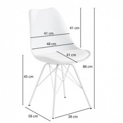 Wohnling Esszimmerstuhl 2er Set Weiß Küchenstuhl Kunststoff Skandinavisches Design | Schalenstuhl mit Kunstleder-Bezug | Pols