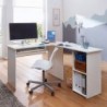 Wohnling Design Schreibtischkombination 140 x 75,5 x 120 cm Weiß | Schreibtisch mit Regal und Tastaturauszug | Arbeitszimmer