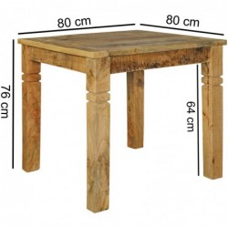 Wohnling Esszimmertisch WL5.077 Braun 80 x 80 x 76 cm Mango Massivholz | Design Landhaus Esstisch Massiv | Tisch für Esszimme