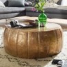 Wohnling Couchtisch 72x31x72 cm Aluminium Gold Beistelltisch orientalisch rund | Flacher Sofatisch Metall | Design Wohnzimmer
