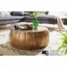 Wohnling Couchtisch 72x31x72 cm Aluminium Gold Beistelltisch orientalisch rund | Flacher Sofatisch Metall | Design Wohnzimmer