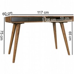 Wohnling Schreibtisch REPA schwarz 120 x 60 x 75 cm Massiv Holz Laptoptisch Sheesham Natur | Landhaus-Stil Arbeitstisch mit 1