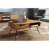 Wohnling Couchtisch NISHAN 87 x 41 x 55 cm Sheesham Massiv Holz | Design Holztisch mit Stauraum und Schublade | Massivholztis