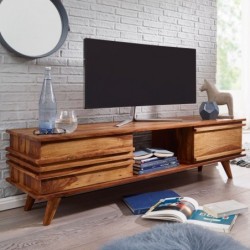 Wohnling Lowboard Massivholz Sheesham Kommode 145 cm TV-Board Ablage-Fach Landhaus-Stil Unterschrank 41 cm TV-Möbel