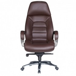 Amstyle Designer Bürostuhl Bezug Echtleder Braun Schreibtischstuhl bis 120 kg | XXL Design Chefsessel höhenverstellbar | Dreh