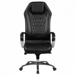 Amstyle Bürostuhl MONTEREY Echt-Leder Schwarz Schreibtischstuhl 120KG Chefsessel hohe Rückenlehne mit Kopfstütze X-XL