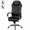 Amstyle Bürostuhl MONTEREY Echt-Leder Schwarz Schreibtischstuhl 120KG Chefsessel hohe Rückenlehne mit Kopfstütze X-XL