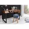 Wohnling Schreibtisch PATNA 120 x 60 x 79 cm Massiv Holz Laptoptisch Mango Natur | Landhaus-Stil Arbeitstisch mit Schubladen