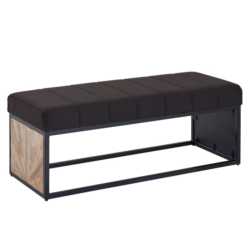 Wohnling Sitzbank Stoff Schwarz 105x40x40 cm Flur Polsterbank mit Metallgestell | Design Bettbank Schlafzimmer | Flurbank Gar