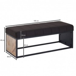 Wohnling Sitzbank Stoff Schwarz 105x40x40 cm Flur Polsterbank mit Metallgestell | Design Bettbank Schlafzimmer | Flurbank Gar