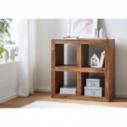 Wohnling Standregal Massivholz Sheesham 82 cm hoch 4 Böden Design Holz-Regal Naturprodukt Beistelltisch Landhaus-Stil