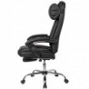 Amstyle Schreibtischstuhl Bezug Kunstleder Schwarz Arbeitsstuhl bis 110 kg | Bequemer Büro-Drehsessel mit ausziehbarer Fußstü
