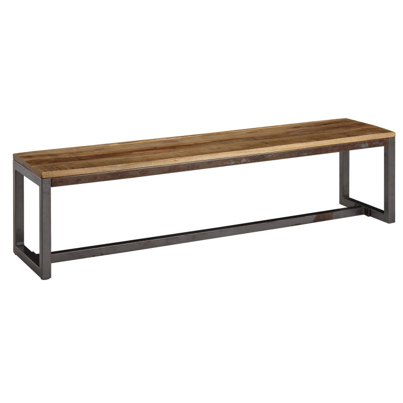 Wohnling Esszimmerbank 175 x 46 x 45 cm Mango Massivholz / Metall Holzbank Vintage | Esstischbank Massiv ohne Rücken-Lehne |