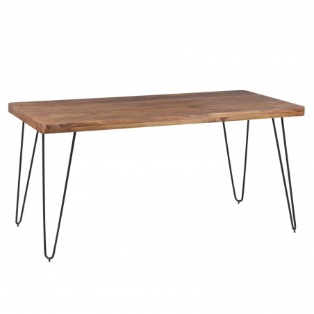 Wohnling Esstisch BAGLI Massivholz Sheesham 120 cm Esszimmer-Tisch Holztisch Metallbeine Küchentisch Landhaus dunkel-braun