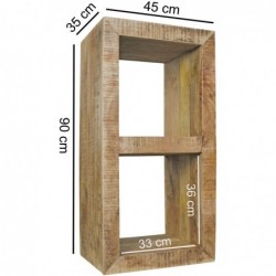 Wohnling Standregal Massivholz Mango 90 x 45 x 35 cm 2 Böden | Design Holz Regal Natur | Beistelltisch Landhaus-Stil | Kleine