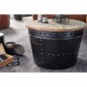 Wohnling Couchtisch Mango 60x40x60 cm Massivholz Metall Schwarz Industrial Rund | Design Wohnzimmertisch mit Stauraum | Loung
