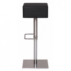 Wohnling Barhocker WL1.287 Schwarz Edelstahl höhenverstellbare Sitzfläche 66-90 cm | Design Barstuhl mit Standfuß| Tresenstuh