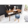 Wohnling Schreibtisch REPA weiß 120 x 60 x 75 cm Massiv Holz Laptoptisch Sheesham Natur | Landhaus-Stil Arbeitstisch mit 2 Sc