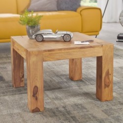 Wohnling Couchtisch Massiv-Holz Akazie 60 cm breit Wohnzimmer-Tisch Design braun Landhaus-Stil Beistelltisch natur