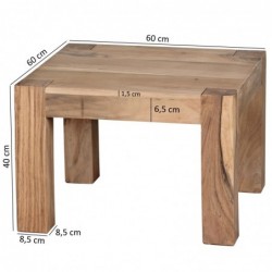 Wohnling Couchtisch Massiv-Holz Akazie 60 cm breit Wohnzimmer-Tisch Design braun Landhaus-Stil Beistelltisch natur