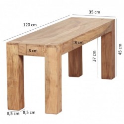 Wohnling Esszimmer Sitzbank MUMBAI Massiv-Holz Akazie 120 x 45 x 35 cm Holz-Bank Natur-Produkt Küchenbank im Landhaus-Stil