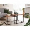 Wohnling Wohnzimmertisch 2er Set Akazie Massivholz / Metall Beistelltisch Eckig | Design Couchtisch mit Metallbeine Sofatisch