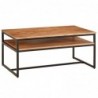Wohnling Couchtisch 100x60x45 cm Massivholz Metall Sofatisch Wohnzimmertisch Akazie | Stubentisch Industrial mit Stauraum | H
