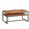 Wohnling Couchtisch 100x60x45 cm Massivholz Metall Sofatisch Wohnzimmertisch Akazie | Stubentisch Industrial mit Stauraum | H