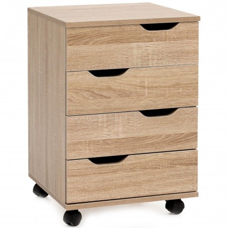 Wohnling Rollcontainer WL5.931 Sonoma 40x60x40cm Schubladenschrank Büro Container | Schreibtischcontainer mit Schubladen | Bü