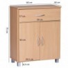 Wohnling Sideboard Buche WL1.335 60x75x30cm Kommode mit Schublade und Türen | Kleine Moderne Anrichte Braun | Design Holz Sch