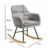 Wohnling Schaukelstuhl Hellgrau 71x76x70cm Design Relaxsessel Malmo-Stoff / Holz | Schwingsessel mit Gestell | Polster Relaxs