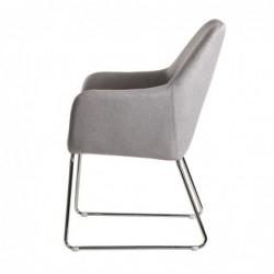 Wohnling Esszimmerstuhl Hellgrau Stoff / Metall Küchenstuhl mit silbernen Beinen | Design Schalenstuhl Polsterstuhl Esszimmer
