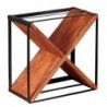 Wohnling Weinregal AKOLA Massiv-Holz Sheesham Flaschenregal Standregal für ca. 16 Flaschen mit Metallrahmen Holzregal X-Form