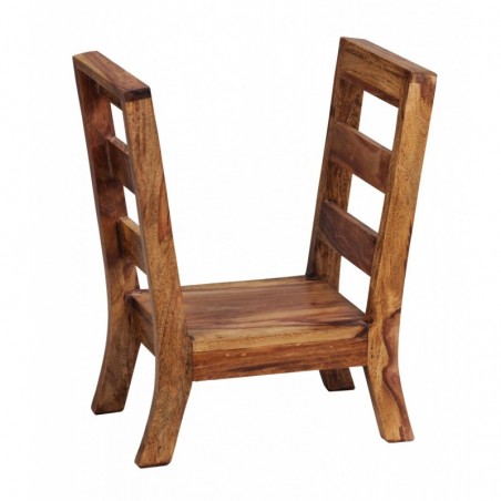 Wohnling Zeitungsständer Massivholz MUMBAI Sheesham 44 cm breit Zeitschriften-Ständer Design Prospekt-Halter Landhaus-Stil