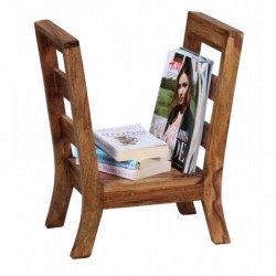 Wohnling Zeitungsständer Massivholz MUMBAI Sheesham 44 cm breit Zeitschriften-Ständer Design Prospekt-Halter Landhaus-Stil