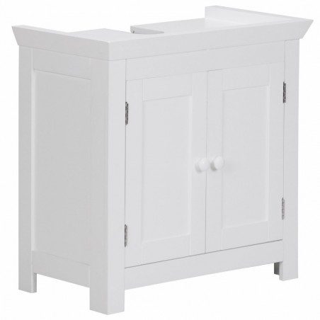 Wohnling Design Waschbeckenunterschrank WL1.350 Badunterschrank mit 2 Türen Weiß | Kleiner Schrank Badezimmer 57 cm Breit | B