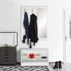 Wohnling Wand-Garderobe SALERNO mit Spiegel u. Schuhschrank Spanplatte weiß | Moderne Flur-Kompaktgarderobe für Jacken u. Sch