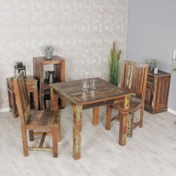 Wohnling Esszimmertisch KALKUTTA 80 x 80 x 76 cm Mango Shabby Chic Massiv-Holz | Design Landhaus Esstisch Bootsholz | Tisch f