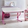 Wohnling Design Kinderschreibtisch Holz 120 x 60 cm rosa / weiß | Mädchen Schülerschreibtisch neigungs-verstellbar | Schreibt