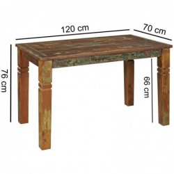 Wohnling Esszimmertisch Kalkutta 120 x 70 x 76 cm | Massivholz Esstisch für 4-6 Personen | Küchentisch Bootsholz Shabby Chic