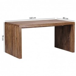 Wohnling Schreibtisch BOHA Massiv-Holz Sheesham Computertisch 160 cm breit Echtholz Design Ablage Büro-Tisch Landhaus-Stil