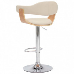 Barhocker 2 Stk. Creme Bugholz und Kunstleder