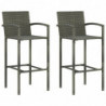 Barhocker 2 Stk. Grau Poly Rattan