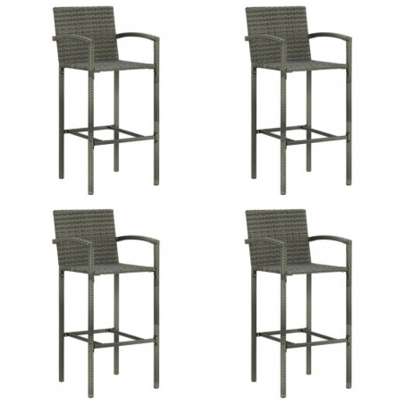 Barhocker 4 Stk. Grau Poly Rattan